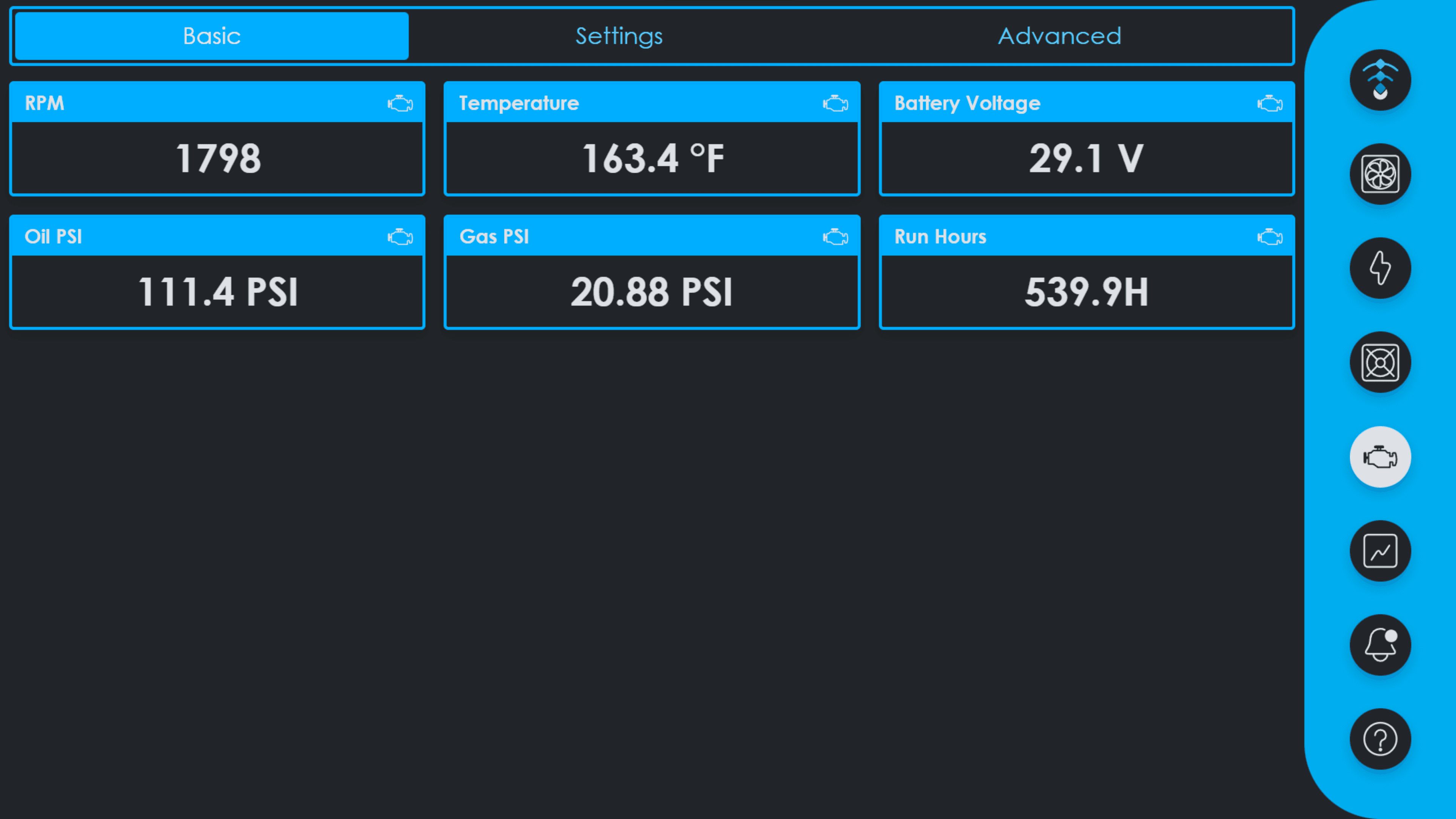 Engine dashboard - Dynamic Load Tuning
